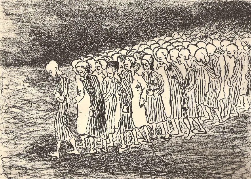 Zeichnung eines "Todesmarsch" von Bohle Szacki