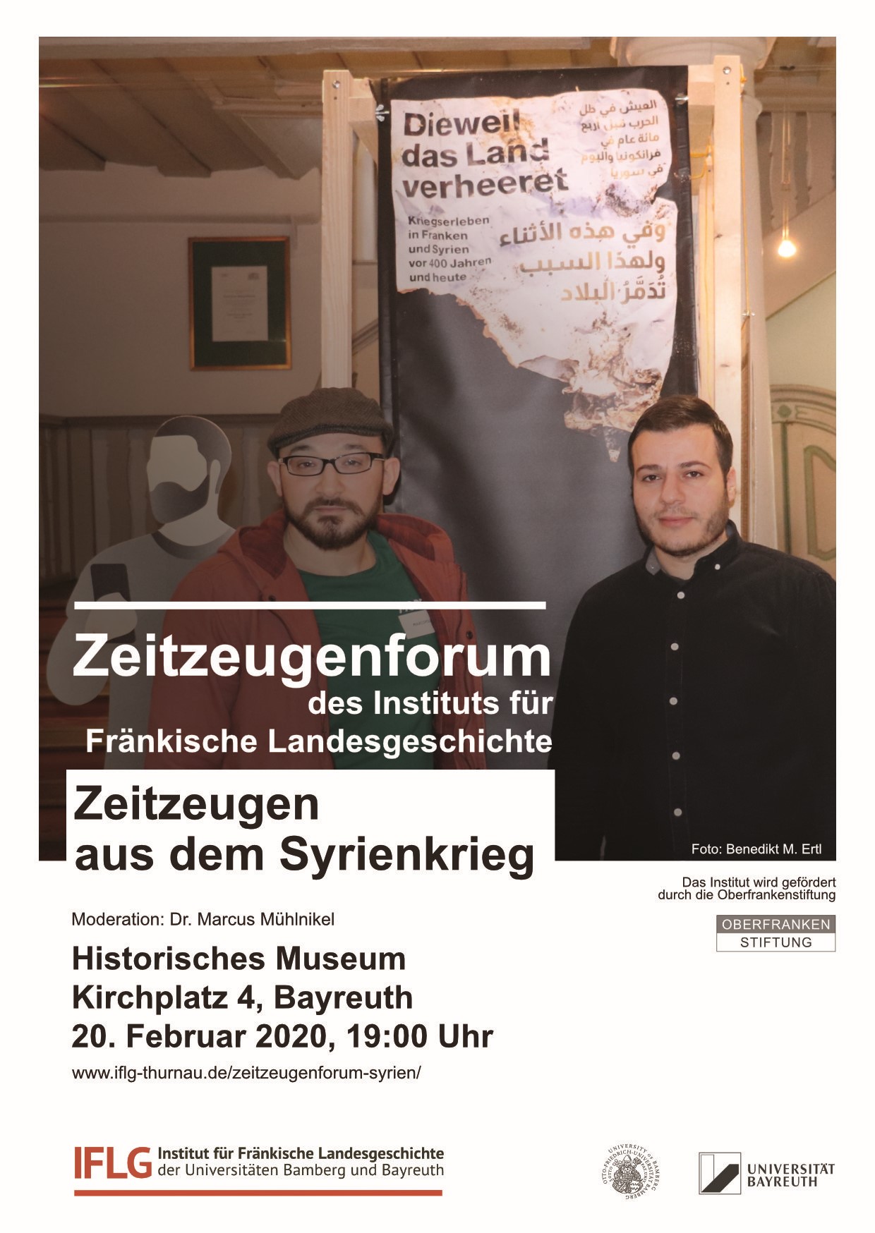 Poster der Veranstaltung "Zeitzeugen aus dem Syrienkrieg"