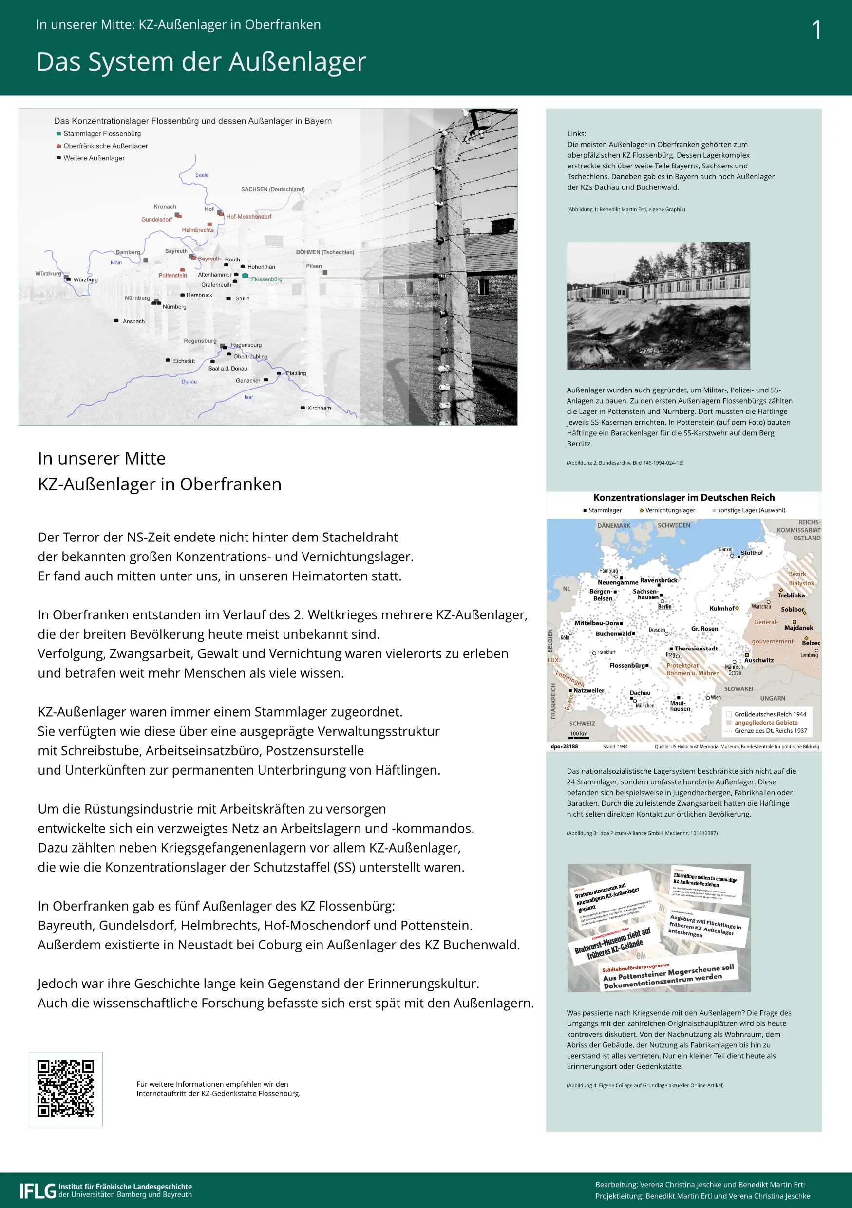 Ausstellungstafel mit dem Titel "Das System der Außenlager"